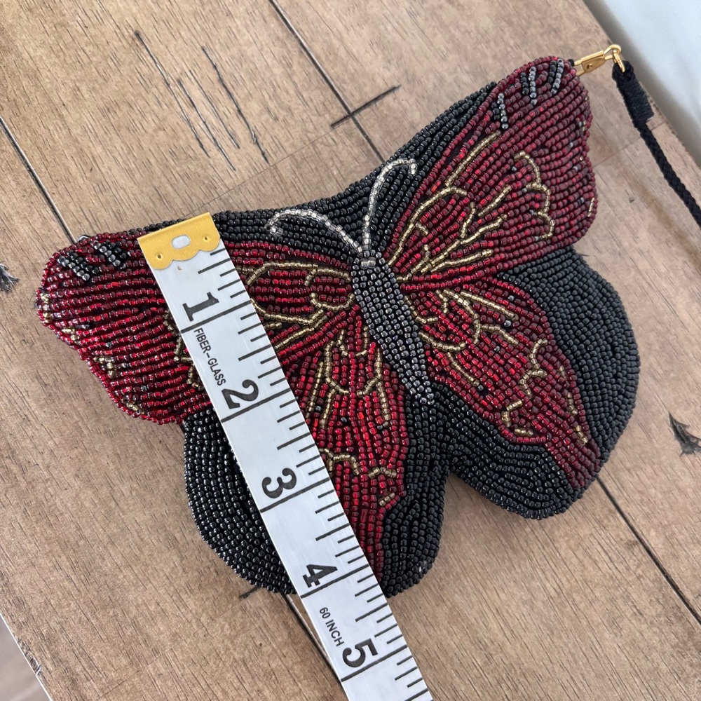 Vintage Neiman Marcus Red and Black Beaded Butterfly Petite Evening Bag - Picture 16 of 17